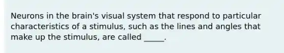 Neurons in the brain's visual system that respond to particular characteristics of a stimulus, such as the lines and angles that make up the stimulus, are called _____.