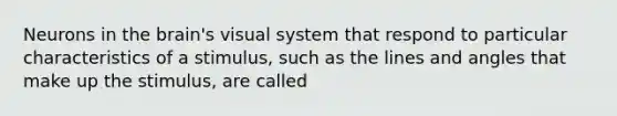 Neurons in the brain's visual system that respond to particular characteristics of a stimulus, such as the lines and angles that make up the stimulus, are called