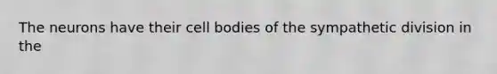 The neurons have their cell bodies of the sympathetic division in the