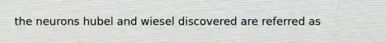 the neurons hubel and wiesel discovered are referred as