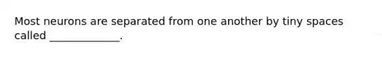 Most neurons are separated from one another by tiny spaces called _____________.