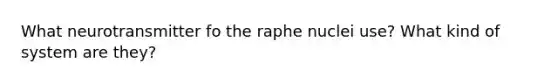 What neurotransmitter fo the raphe nuclei use? What kind of system are they?