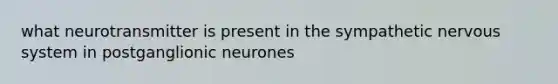 what neurotransmitter is present in the sympathetic nervous system in postganglionic neurones