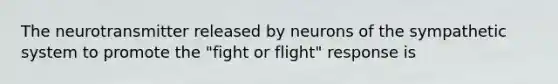 The neurotransmitter released by neurons of the sympathetic system to promote the "fight or flight" response is