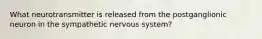 What neurotransmitter is released from the postganglionic neuron in the sympathetic nervous system?