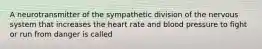 A neurotransmitter of the sympathetic division of the nervous system that increases the heart rate and blood pressure to fight or run from danger is called