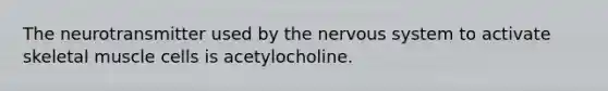 The neurotransmitter used by the nervous system to activate skeletal muscle cells is acetylocholine.