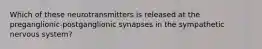 Which of these neurotransmitters is released at the preganglionic-postganglionic synapses in the sympathetic nervous system?