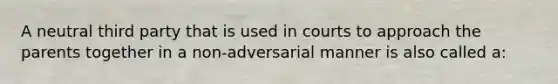 A neutral third party that is used in courts to approach the parents together in a non-adversarial manner is also called a: