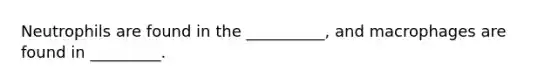 Neutrophils are found in the __________, and macrophages are found in _________.