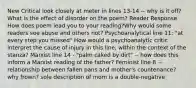 New Critical look closely at meter in lines 13-14 -- why is it off? What is the effect of disorder on the poem? Reader Response How does poem lead you to your reading?Why would some readers see abuse and others not? Psychoanalytical line 11: "at every step you missed" How would a psychoanalytic critic interpret the cause of injury in this line, within the context of the stanza? Marxist line 14 - "palm caked by dirt" -- how does this inform a Marxist reading of the father? Feminist line 8 -- relationship between fallen pans and mother's countenance? why frown? sole description of mom is a double-negative