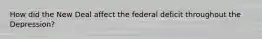 How did the New Deal affect the federal deficit throughout the Depression?