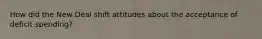 How did the New Deal shift attitudes about the acceptance of deficit spending?