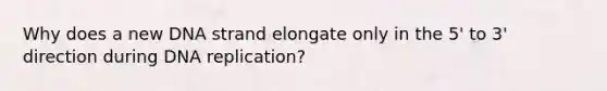 Why does a new DNA strand elongate only in the 5' to 3' direction during DNA replication?