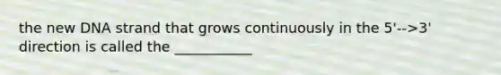 the new DNA strand that grows continuously in the 5'-->3' direction is called the ___________