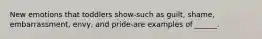 New emotions that toddlers show-such as guilt, shame, embarrassment, envy, and pride-are examples of ______.