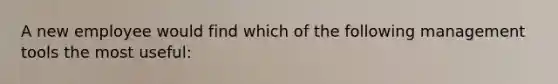 A new employee would find which of the following management tools the most useful: