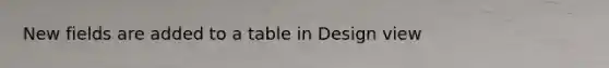 New fields are added to a table in Design view