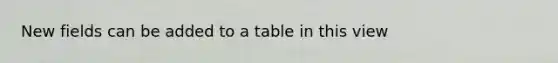New fields can be added to a table in this view