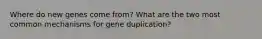 Where do new genes come from? What are the two most common mechanisms for gene duplication?