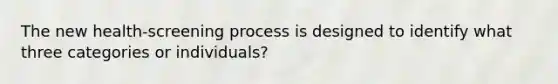 The new health-screening process is designed to identify what three categories or individuals?