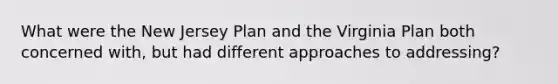 What were the New Jersey Plan and the Virginia Plan both concerned with, but had different approaches to addressing?