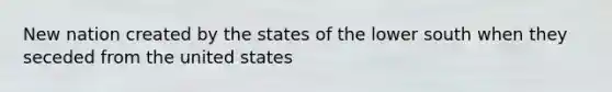 New nation created by the states of the lower south when they seceded from the united states