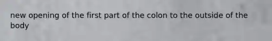 new opening of the first part of the colon to the outside of the body