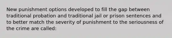 New punishment options developed to fill the gap between traditional probation and traditional jail or prison sentences and to better match the severity of punishment to the seriousness of the crime are called: