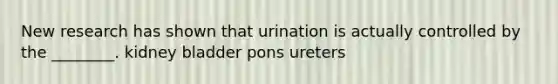 New research has shown that urination is actually controlled by the ________. kidney bladder pons ureters