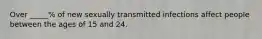 Over _____% of new sexually transmitted infections affect people between the ages of 15 and 24.