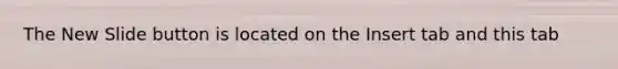 The New Slide button is located on the Insert tab and this tab