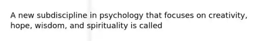 A new subdiscipline in psychology that focuses on creativity, hope, wisdom, and spirituality is called