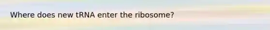 Where does new tRNA enter the ribosome?