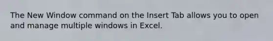 The New Window command on the Insert Tab allows you to open and manage multiple windows in Excel.