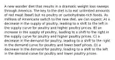 A new wonder diet that results in a dramatic weight loss sweeps through America. The key to the diet is to eat unlimited amounts of red meat (beef) but no poultry or carbohydrate-rich foods. As millions of Americans switch to the new diet, we can expect: A) a decrease in the supply of poultry, leading to a shift to the left in the supply curve for poultry and higher poultry prices. B) an increase in the supply of poultry, leading to a shift to the right in the supply curve for poultry and higher poultry prices. C) a decrease in the demand for poultry, leading to a shift to the right in the demand curve for poultry and lower beef prices. D) a decrease in the demand for poultry, leading to a shift to the left in the demand curve for poultry and lower poultry prices.