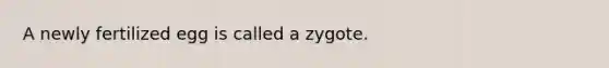 A newly fertilized egg is called a zygote.