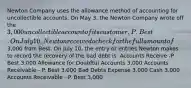 Newton Company uses the allowance method of accounting for uncollectible accounts. On May 3, the Newton Company wrote off the 3,000 uncollectible account of its customer, P. Best. On July 10, Newton received a check for the full amount of3,000 from Best. On July 10, the entry or entries Newton makes to record the recovery of the bad debt is: Accounts Receive -P. Best 3,000 Allowance for Doubftul Accounts 3,000 Accounts Receivable - P. Best 3,000 Bad Debts Expense 3,000 Cash 3,000 Accounts Receivable - P. Best 3,000