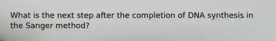 What is the next step after the completion of DNA synthesis in the Sanger method?