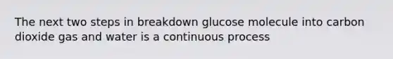 The next two steps in breakdown glucose molecule into carbon dioxide gas and water is a continuous process