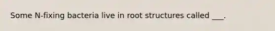 Some N-fixing bacteria live in root structures called ___.