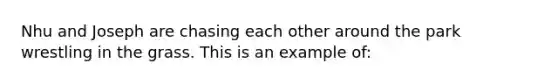 Nhu and Joseph are chasing each other around the park wrestling in the grass. This is an example of: