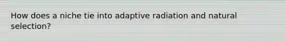 How does a niche tie into adaptive radiation and natural selection?