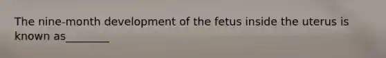 The nine-month development of the fetus inside the uterus is known as________