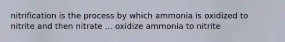 nitrification is the process by which ammonia is oxidized to nitrite and then nitrate ... oxidize ammonia to nitrite