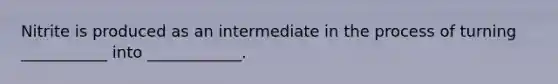 Nitrite is produced as an intermediate in the process of turning ___________ into ____________.