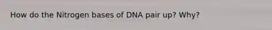 How do the Nitrogen bases of DNA pair up? Why?