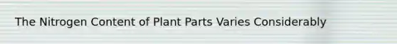 The Nitrogen Content of Plant Parts Varies Considerably