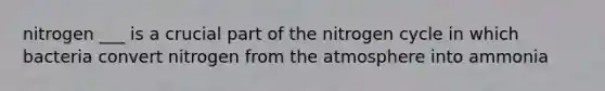 nitrogen ___ is a crucial part of the nitrogen cycle in which bacteria convert nitrogen from the atmosphere into ammonia