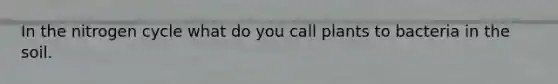 In the nitrogen cycle what do you call plants to bacteria in the soil.